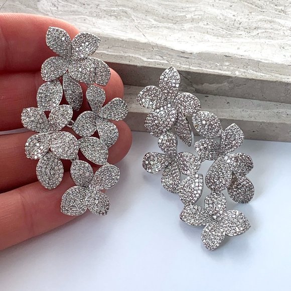 Anthropologie Silver Floral Earrings - Picture 9 of 12